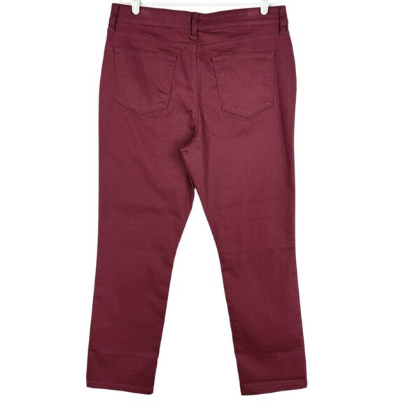 NWT St. John's Bay Women's Stretch Straight Mid Rise Burgundy Jeans Sz 14 Short - Picture 2 of 11